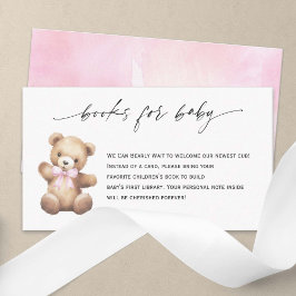 Tarjeta De Recepción Cute Teddy Bear Cinta Rosa Libros Para Niña