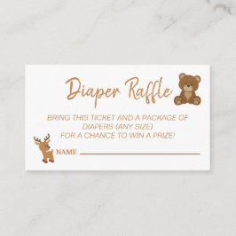 Tarjeta De Recepción Cute Teddy Bear Deer Diaper Raffle Baby Shower Gam