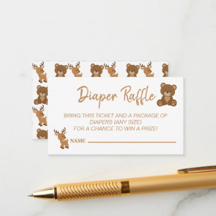Tarjeta De Recepción Cute Teddy Bear Deer Diaper Raffle Baby Shower Gam