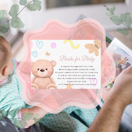 Tarjeta De Recepción Cute Teddy Bear Libros rosados para bebé