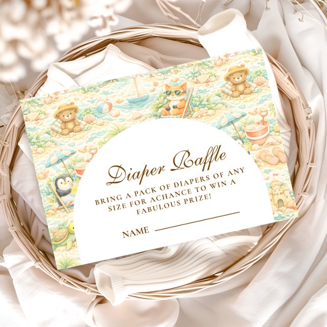 Tarjeta De Recepción Cute Tropical Animal Party Diapper Raffle (Subido por el creador)