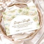 Tarjeta De Recepción Cute Tropical Nursery Animals Diapper Raffle<br><div class="desc">A whimsical watercolor design featuring a playful mix of pastel summer animals surrounded by tropical leaves, seashells, starfish, and soft botanical details. The cheerful palette of peach, mint, coral, and soft blue creates a light storybook atmosphere, while the elegant arch layout keeps the celebration details beautifully framed and easy to...</div>