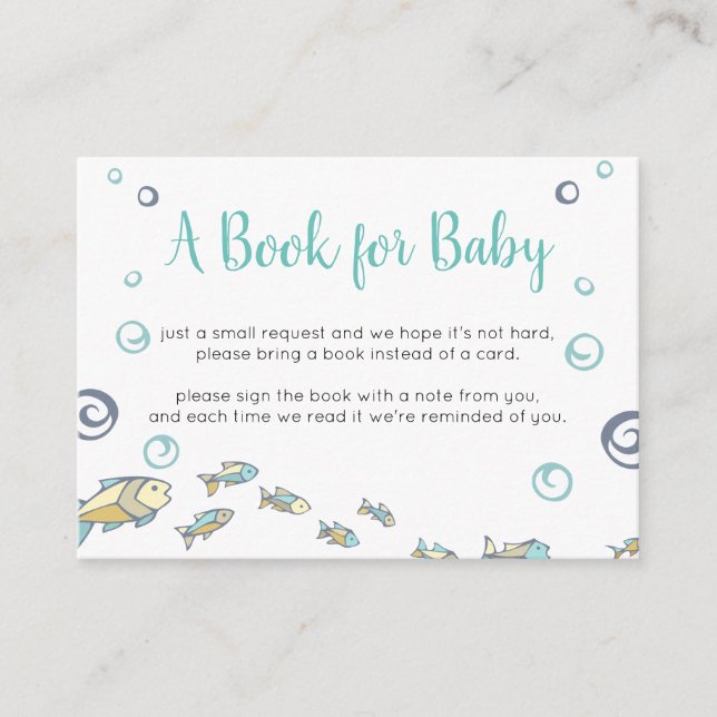 Tarjeta De Recepción Cute Under Sea Baby Shower Book For Baby (Anverso)
