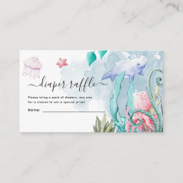 Tarjeta De Recepción Cute Under Sea Baby Shower Diaper Raffle Enclo