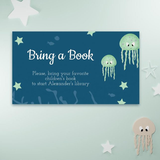 Tarjeta De Recepción Cute Under Sea Baby Shower trae un libro (Subido por el creador)