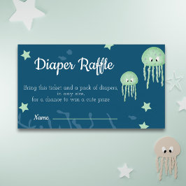 Tarjeta De Recepción Cute Under Sea Jellyfish Diaper Raffle