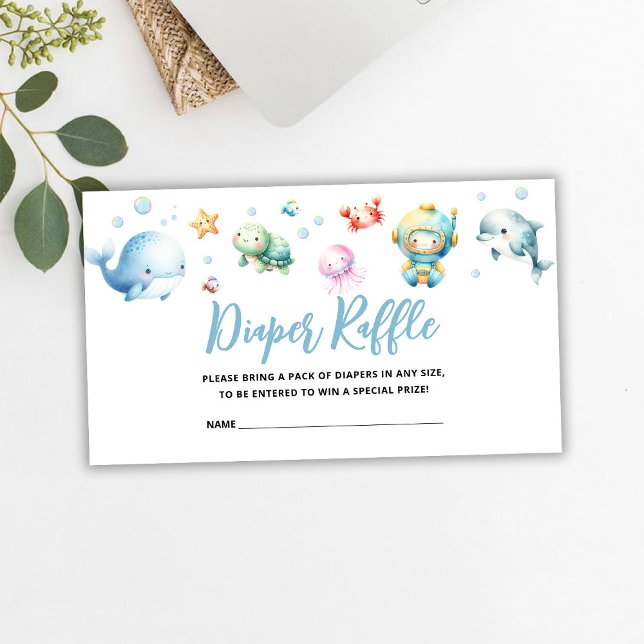 Tarjeta De Recepción Cute Under the sea Baby Shower Diaper Raffle (Subido por el creador)