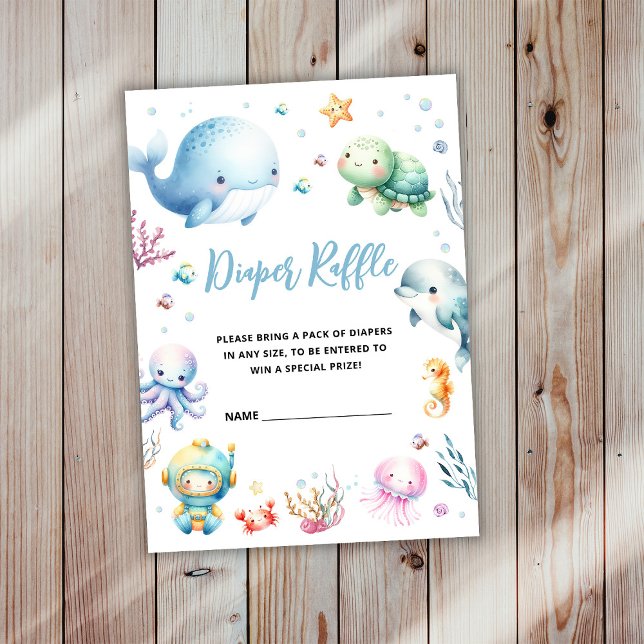 Tarjeta De Recepción Cute Under the sea Baby Shower Diaper Raffle (Subido por el creador)