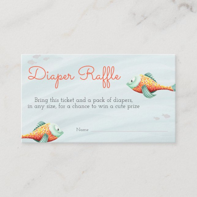 Tarjeta De Recepción Cute Under the Sea Fish Neutral Twin Diaper Raffle (Anverso)