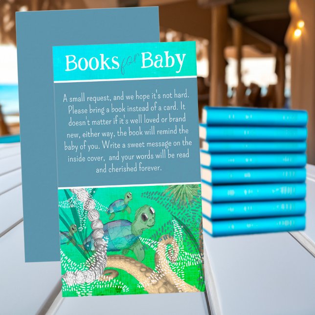 Tarjeta De Recepción Cute Under the Sea Turtle Books for Baby (Under the Sea Baby Shower Books for Baby Enclosure Card)