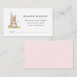 Tarjeta De Recepción Cute Vintage bunny Baby girl shower diaper raffle 