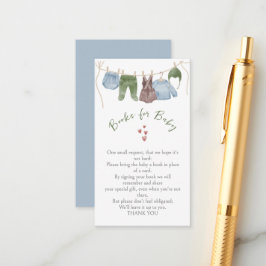 Tarjeta De Recepción Cute Watercolor Boy Ropa Libros de Baby Shower