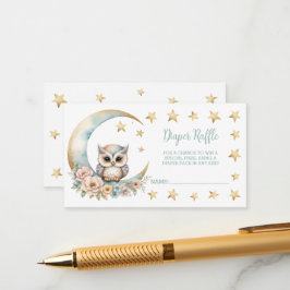 Tarjeta De Recepción Cute Watercolor Owl Baby Shower Diaper Raffle
