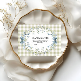 Tarjeta De Recepción Cute Watercolor Squirrel Gingham Diaper Raffle 