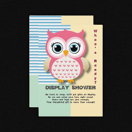 Tarjeta De Recepción Cute Whimsical Pink Owl Baby Shower