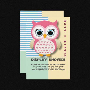 Tarjeta De Recepción Cute Whimsical Pink Owl Baby Shower