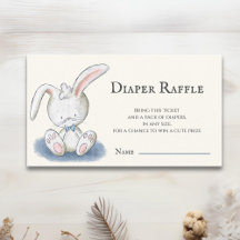Cute White Bunny Baby Shower Diaper Raffle