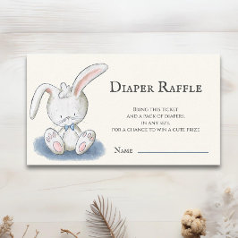 Tarjeta De Recepción Cute White Bunny Baby Shower Diaper Raffle