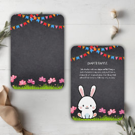 Tarjeta De Recepción Cute White Chalkboard Bunny Baby Shower