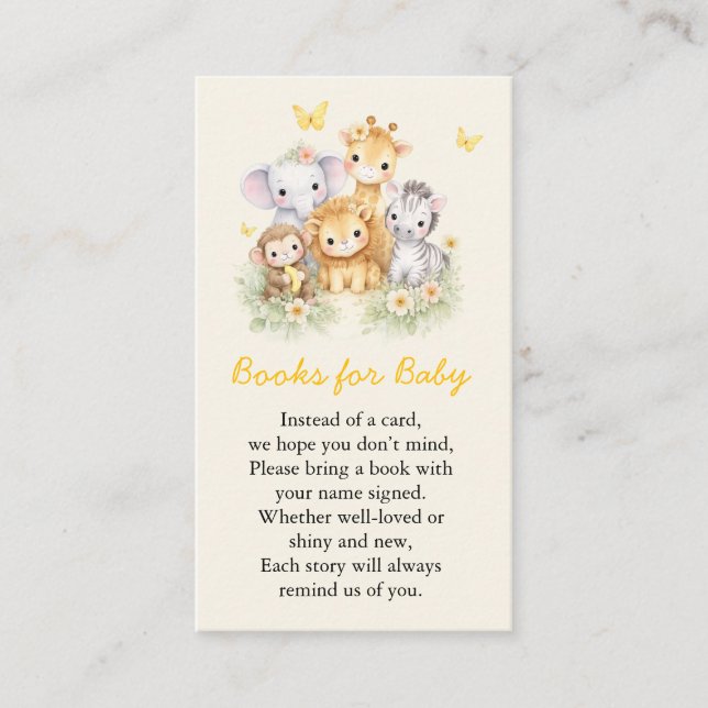 Tarjeta De Recepción Cute Wild One Safari Animals Books for Baby  (Anverso)