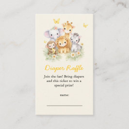 Tarjeta De Recepción Cute Wild One Safari Animals Diaper Raffle 