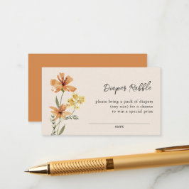 Tarjeta De Recepción Cute Wildflower Baby Shower Diaper Raffle