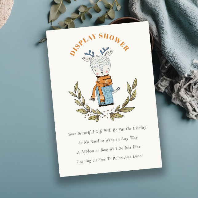 Tarjeta De Recepción Cute Winter Sweater Reindeer Display Baby Shower (Subido por el creador)