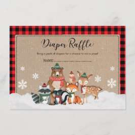 Tarjeta De Recepción Cute Winter Woodland Lumberjack Baby Diaper Raffle