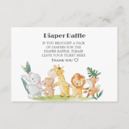 Tarjeta De Recepción Cute Woodland Animales Baby Shower Diaper Raffle