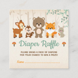 Tarjeta De Recepción Cute Woodland Animales Neutral Baby Diaper Raffle