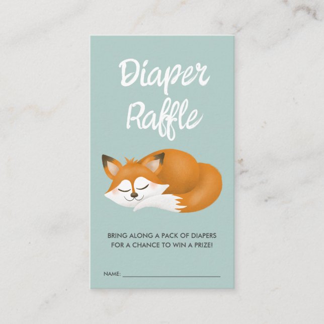 Tarjeta De Recepción Cute Woodland Boys Baby Shower Diaper Raffle (Anverso)