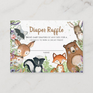 Tarjeta De Recepción Cute Woodland Forest Animals Diaper Raffle Ticket