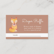 Cute Woodland Fox Baby Shower Diaper Raffle Card