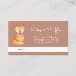 Tarjeta De Recepción Cute Woodland Fox Baby Shower Diaper Raffle Card