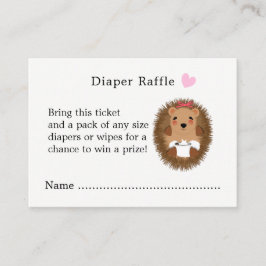 Tarjeta De Recepción Cute Woodland Hedgehog Baby Shower Diaper Raffle