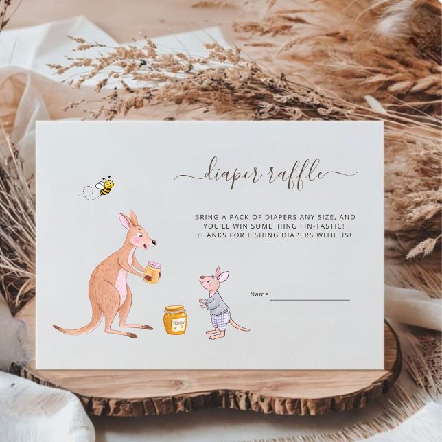 Tarjeta De Recepción Cute Woodland Kangaroo Baby Shower Diaper Raffle (Subido por el creador)