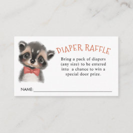 Tarjeta De Recepción Cute Woodland Raccoon Diaper Raffle