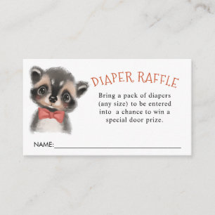 Tarjeta De Recepción Cute Woodland Raccoon Diaper Raffle