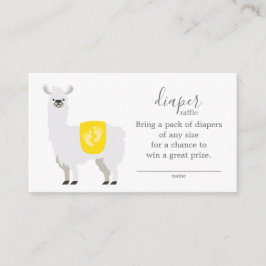 Tarjeta De Recepción Cute Yellow Llama Diaper Raffle Ticket Baby Shower