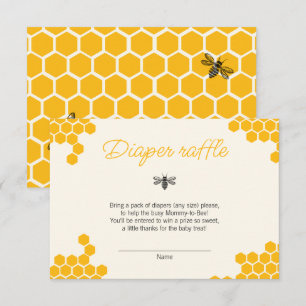 Tarjeta De Recepción Cute Yellow Mommy to Bee Baby Shower Diaper Rifas