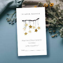 Tarjeta De Recepción Cute Yellow Star Mobile Diaper Raffle Baby Shower