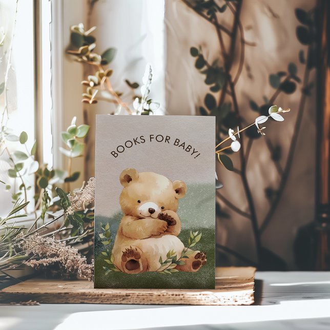 Tarjeta De Recepción Cutie Baby Bear Baby Shower Books para el bebé (Cutie Baby Bear Baby Shower Books for Baby Enclosure Card)