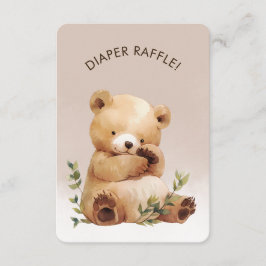 Tarjeta De Recepción Cutie Baby Bear Baby Shower Diaper Raffle