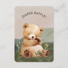 Tarjeta De Recepción Cutie Baby Bear Baby Shower Diaper Raffle