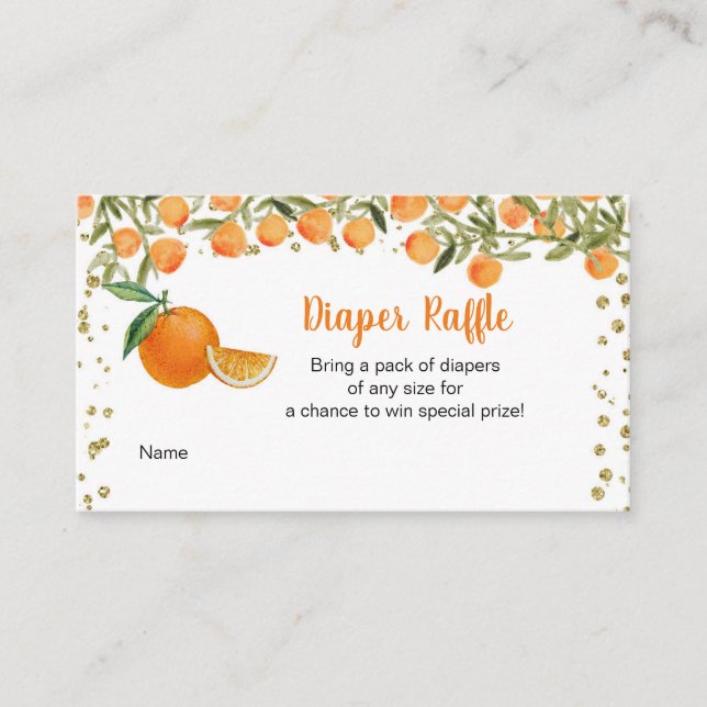 Tarjeta De Recepción Cutie Baby Citrus Diaper Raffle Card, (Anverso)