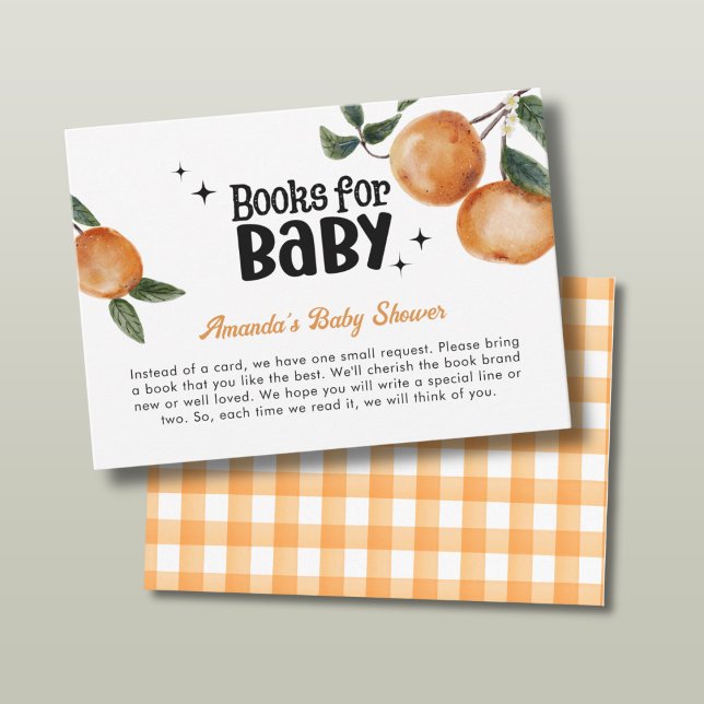 Tarjeta De Recepción Cutie Naranja Citrus Books para Baby Shower (Subido por el creador)