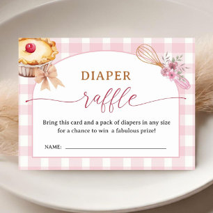 Tarjeta De Recepción Cutie Pie Baby Shower Pink Diaper Raffle Gabinete