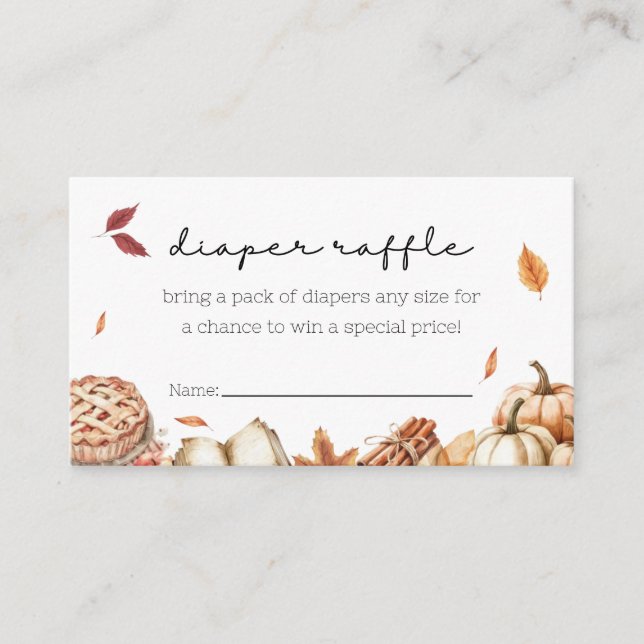 Tarjeta De Recepción Cutie Pie Baking Autumn Diaper Raffle Baby Shower (Anverso)