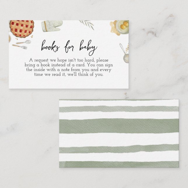 Tarjeta De Recepción Cutie Pie Baking Books para Baby Shower (Anverso / Reverso)