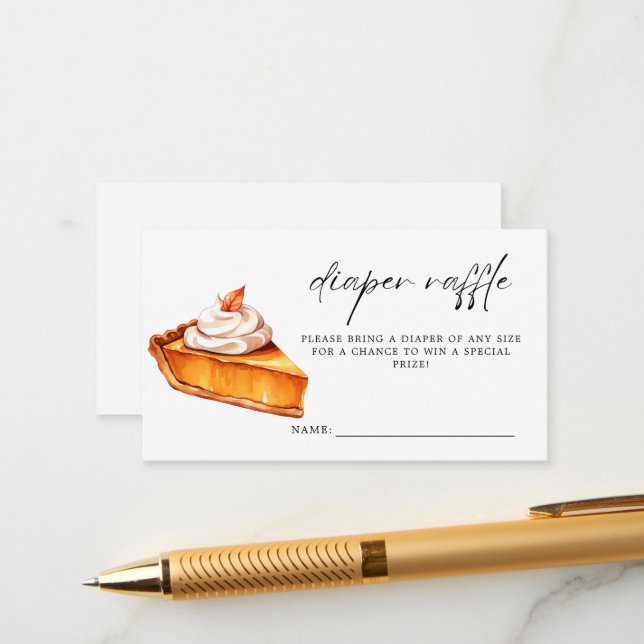 Tarjeta De Recepción Cutie Pie Calabaza Cae Baby Shower Diaper Raffle (Anverso/Reverso In Situ)